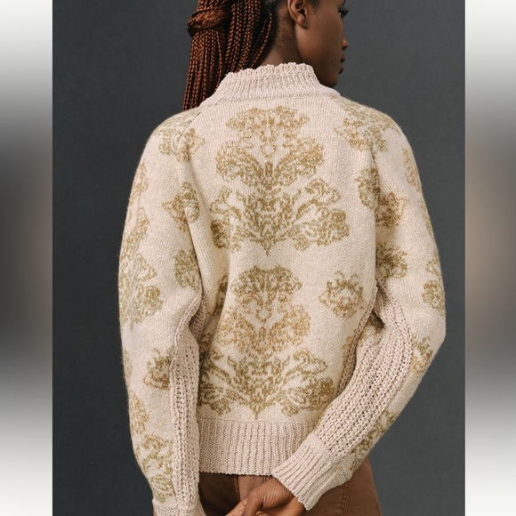 Anthropologie Mock Neck Stitched Patterned Sweater - Picture 3 of 6